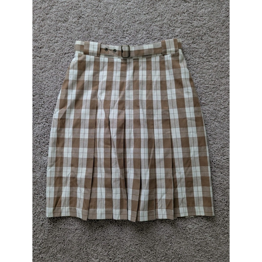 Vintage Valentino Sport Pleated Plaid Midi Skirt Size 42 NWT Deadstock 80s 90s